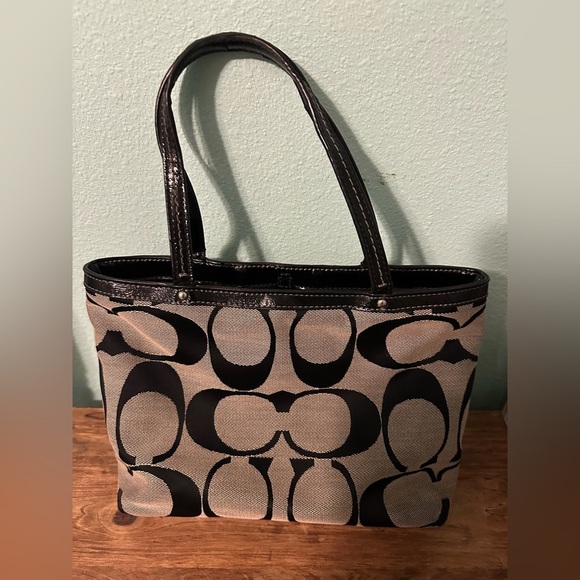 Coach Vintage Black Mini Tote Bag Y2K 90s Monogram Signature Purse Handbag Women - Picture 2 of 6